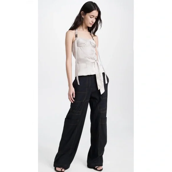 NEW ROKH BEIGE BUSTIER HALTER TOP - Picture 10 of 10